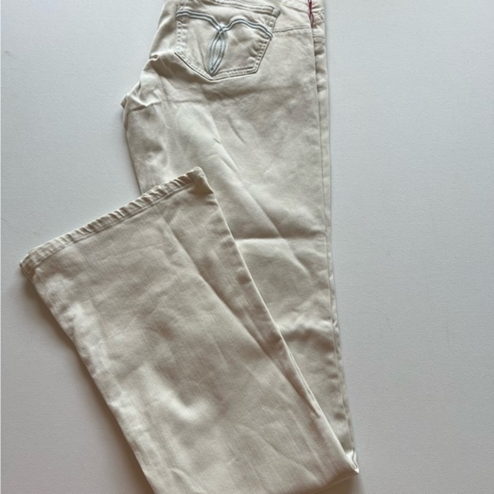 NWT Fiorucci Cream Skinny Flare Leg Jeans 30/44 34" Inseam!! MSRP $165 (D4)